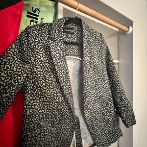 Wildfang Empower double breasted animal print blazer